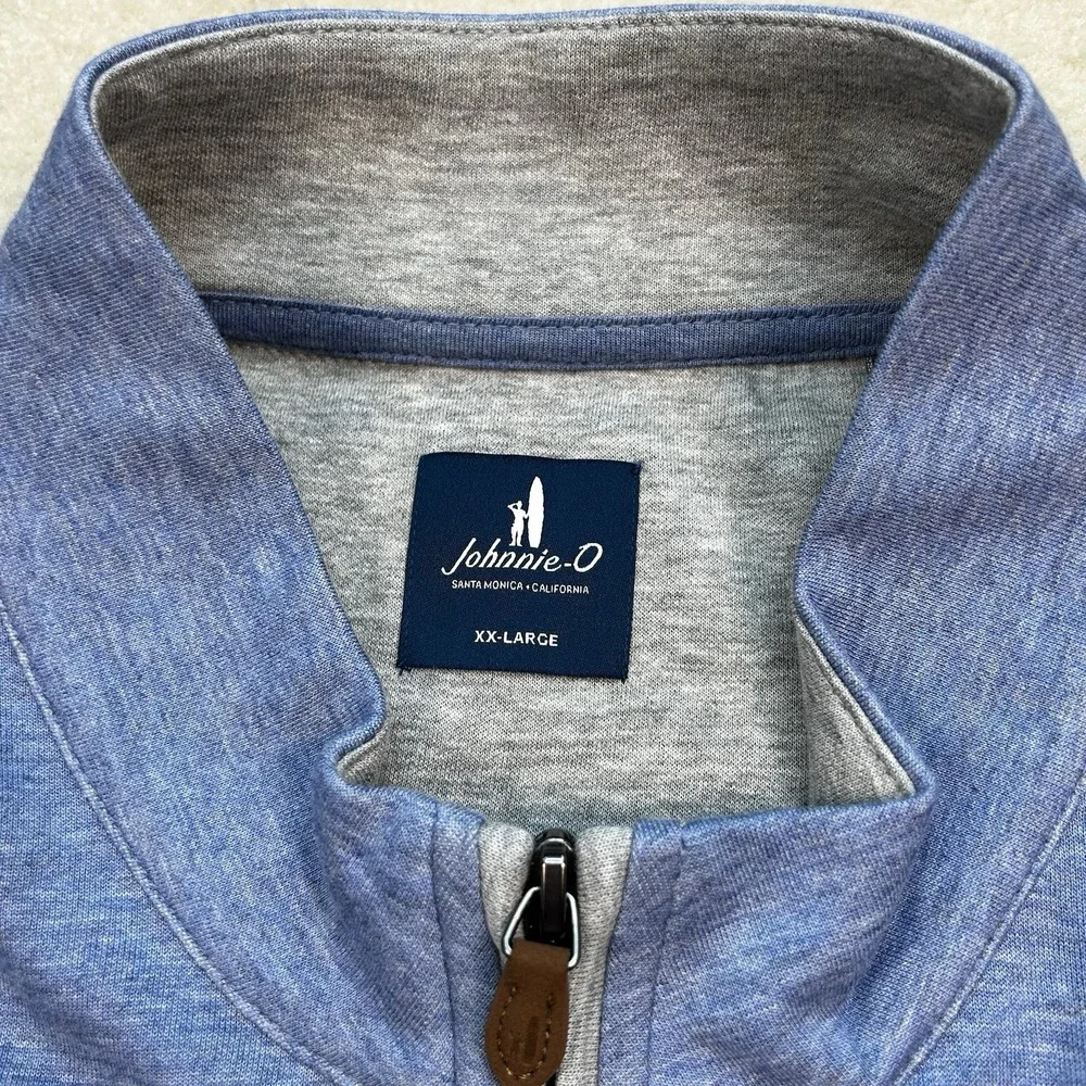Johnnie-O Sully 1/4 Zip Pullover Sweater Men's XXL Double Knit Longsleeve Blue